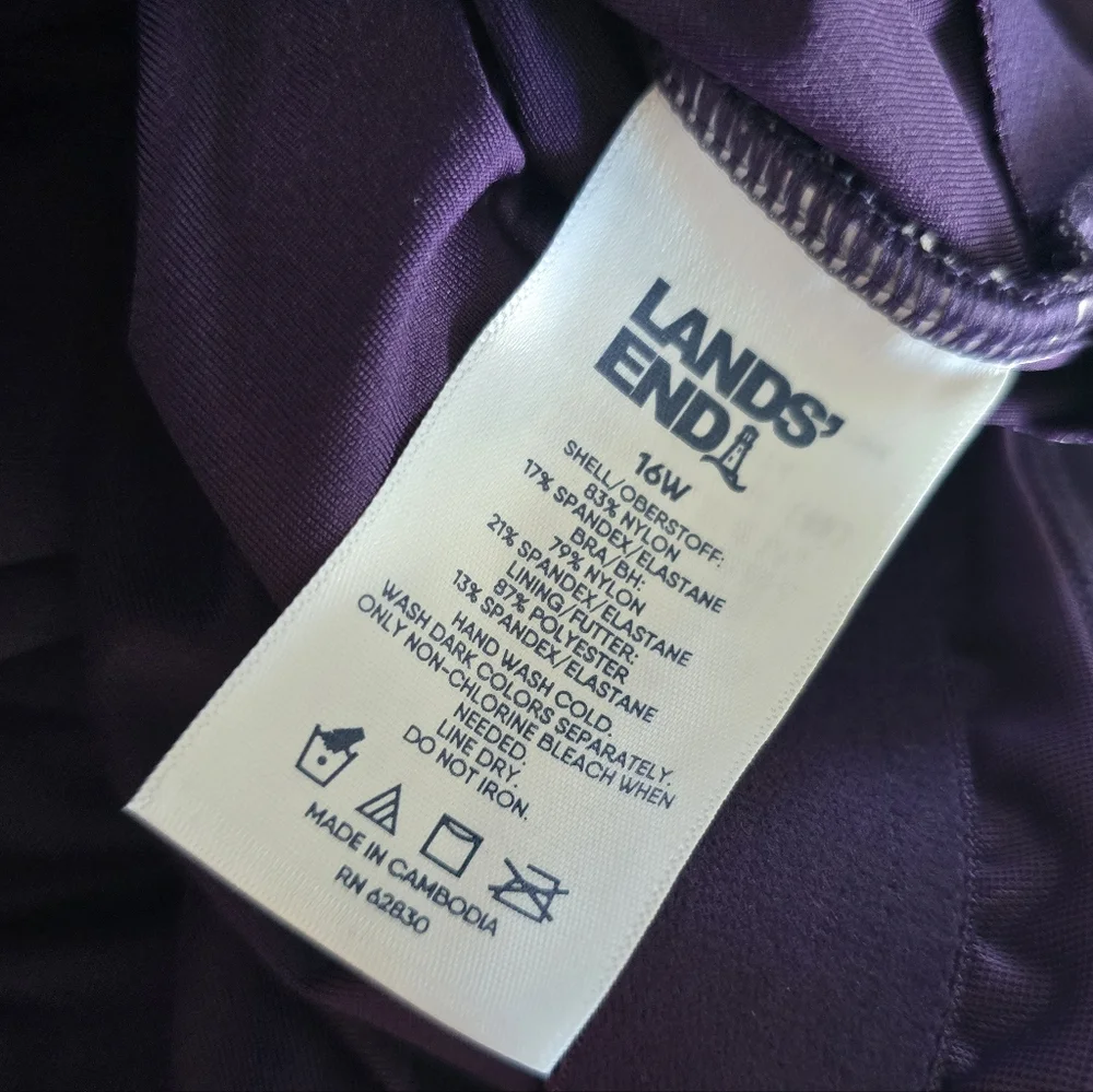 Lands' End Womens Rouched Squareneck One Piece Swimsuit